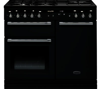 RANGEMASTER  Hi-LITE 100 Dual Fuel Range Cooker - Black & Chrome